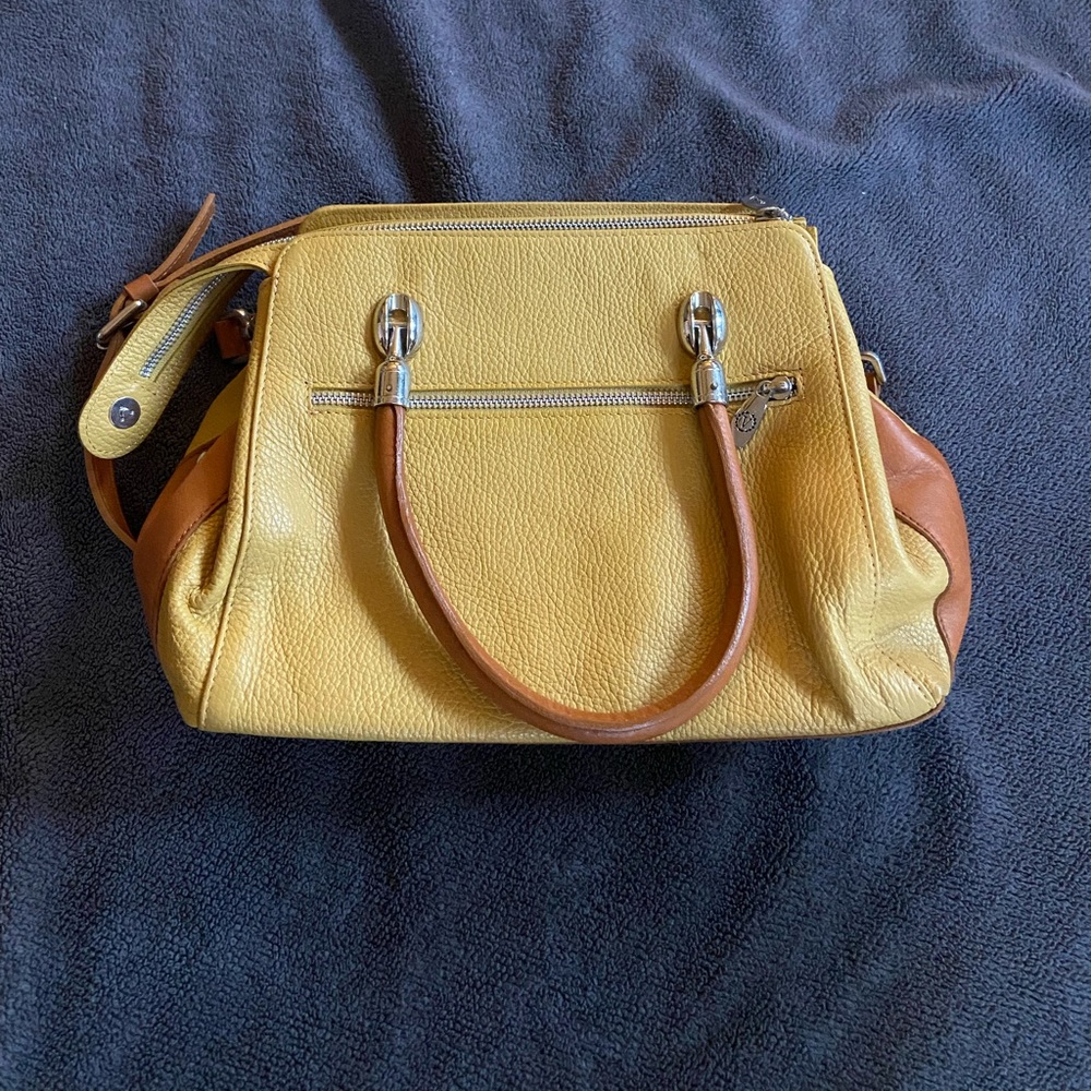 Valentina Italia Genuine Leather Gold Satchel Bag